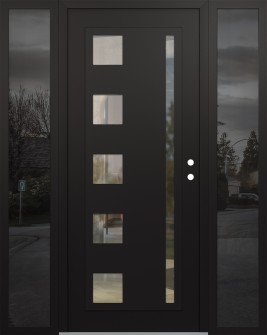 Diamond C3 60" x 80" black/black clear Glass Panel black LHI with 2 Sidelites mirrored Glass