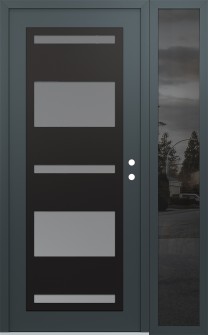 Diamond C10 50" x 80" anthracite/anthracite frosted Glass Panel black LHI with Sidelite mirrored Glass