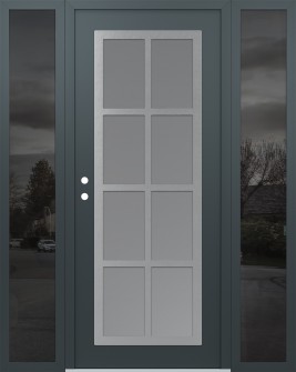 Diamond C16 64" x 80" anthracite/anthracite frosted Glass Panel stainless steel RHI with 2 Sidelites mirrored Glass