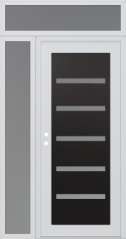 Diamond C7 48" x 96" white/white frosted Glass Panel black RHI with Sidelite and Transom frosted Glass