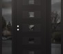 Modern Steel Front Door Diamond D8 60" x 80" black/black mirrored Glass Panel black RHI with 2 Sidelites mirrored Glass