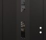 Modern Steel Front Door DIAMOND A7 36" X 96" BLACK/BLACK MIRRORED GLASS PANEL BLACK LHI WITH TRANSOM MIRRORED GLASS