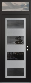 Diamond C2 36" x 96" black/black mirrored Glass Panel stainless steel LHI with Transom clear Glass