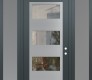 Modern Steel Front Door Diamond C2 68" x 96" anthracite/anthracite clear Glass Panel stainless steel LHI with 2 Sidelites and Transom frosted Glass