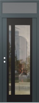 Diamond C15 36" x 96" anthracite/anthracite clear Glass Panel black RHI with Transom frosted Glass