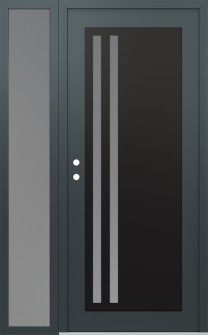 Diamond C6 52" x 80" anthracite/anthracite frosted Glass Panel black RHI with Sidelite frosted Glass