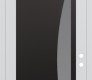 Modern Steel Front Door Diamond C13 36" x 96" white/white frosted Glass Panel black LHI with Transom mirrored Glass