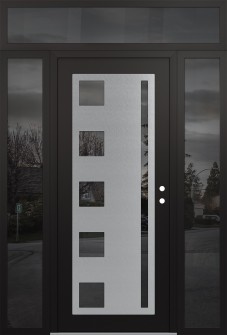 Diamond C3 68" x 96" black/black mirrored Glass Panel stainless steel LHI with 2 Sidelites and Transom mirrored Glass