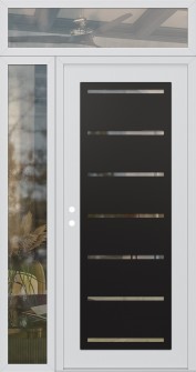 Diamond C11 50" x 96" white/white clear Glass Panel black RHI with Sidelite and Transom clear Glass