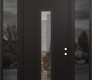 Modern Steel Front Door DIAMOND A11 60" X 96" BLACK/BLACK CLEAR GLASS PANEL BLACK LHI WITH 2 SIDELITES AND TRANSOM MIRRORED GLASS