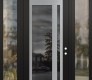 Modern Steel Front Door Diamond C15 64" x 96" black/black mirrored Glass Panel stainless steel LHI with 2 Sidelites and Transom clear Glass