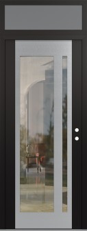 Diamond C15 36" x 96" black/black clear Glass Panel stainless steel LHI with Transom frosted Glass