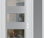 Modern Steel Front Door Diamond C2 52" x 96" white/white clear Glass Panel stainless steel LHI with Sidelite and Transom frosted Glass