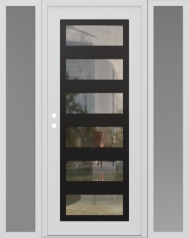 Diamond C9 68" x 80" white/white clear Glass Panel black RHI with 2 Sidelites frosted Glass