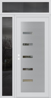 Diamond C8 48" x 96" white/white clear Glass Panel stainless steel RHI with Sidelite and Transom mirrored Glass