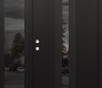 Modern Steel Front Door DIAMOND A4 48" X 80" BLACK/BLACK MIRRORED GLASS PANEL BLACK RHI WITH SIDELITE MIRRORED GLASS