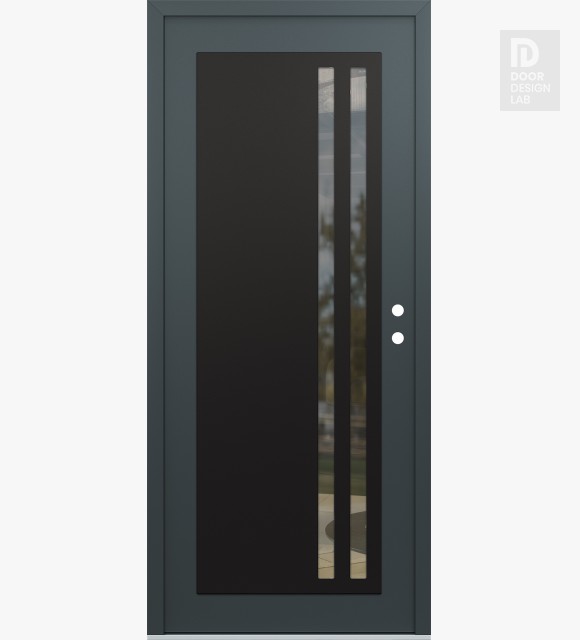 Modern Steel Front Door Diamond C6 36" x 80" anthracite/anthracite clear Glass Panel black LHI