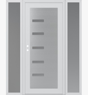 Diamond C8 68" x 80" white/white frosted Glass Panel stainless steel RHI with 2 Sidelites frosted Glass