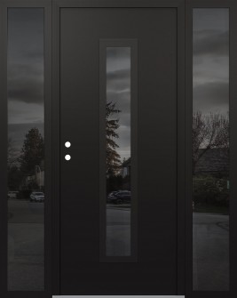 DIAMOND A11 60" X 80" BLACK/BLACK MIRRORED GLASS PANEL BLACK RHI WITH 2 SIDELITES MIRRORED GLASS