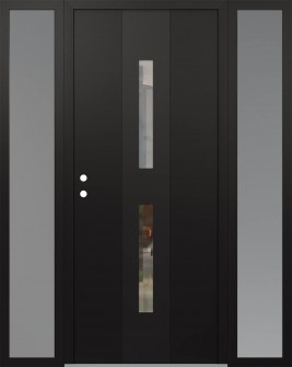 DIAMOND A6 68" X 80" BLACK/BLACK CLEAR GLASS PANEL BLACK RHI WITH 2 SIDELITES FROSTED GLASS