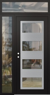 Diamond C2 48" x 96" black/black clear Glass Panel stainless steel RHI with Sidelite and Transom clear Glass
