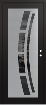 Diamond C12 36" x 80" black/black mirrored Glass Panel stainless steel LHI