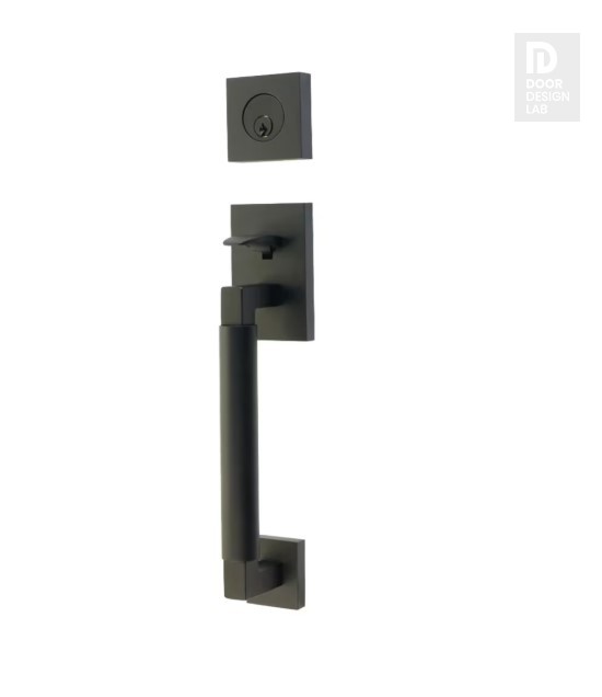 EMTEK HERCULES SMOOTH SECTIONAL SINGLE CYLINDER KEYD 4214 FLAT BLACK US19 for Steel Front Doors