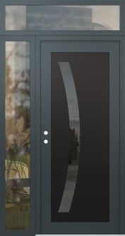 Diamond C4 52" x 96" anthracite/anthracite mirrored Glass Panel black RHI with Sidelite and Transom clear Glass