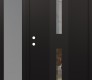 Modern Steel Front Door DIAMOND A6 50" X 80" BLACK/BLACK CLEAR GLASS PANEL BLACK RHI WITH SIDELITE FROSTED GLASS