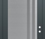 Modern Steel Front Door Diamond C6 36" x 96" anthracite/anthracite frosted Glass Panel stainless steel LHI with Transom frosted Glass