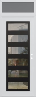 Diamond C9 36" x 96" white/white clear Glass Panel black LHI with Transom frosted Glass