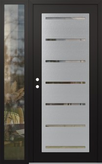 Diamond C11 50" x 80" black/black clear Glass Panel stainless steel RHI with Sidelite clear Glass