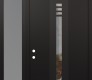 Modern Steel Front Door DIAMOND A5 50" X 96" BLACK/BLACK CLEAR GLASS PANEL BLACK RHI WITH SIDELITE AND TRANSOM FROSTED GLASS