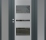 Modern Steel Front Door Diamond C10 64" x 80" anthracite/anthracite mirrored Glass Panel stainless steel RHI with 2 Sidelites frosted Glass