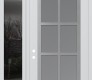 Modern Steel Front Door Diamond C16 50" x 96" white/white frosted Glass Panel stainless steel RHI with Sidelite and Transom mirrored Glass