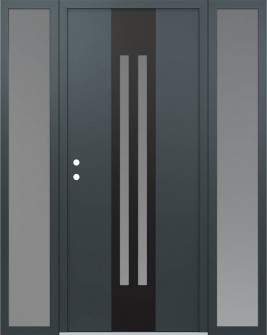 DIAMOND A8 68" X 80" ANTHRACITE/ANTHRACITE FROSTED GLASS PANEL BLACK RHI WITH 2 SIDELITES FROSTED GLASS