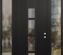 Modern Steel Front Door DIAMOND A10 68" X 96" BLACK/BLACK CLEAR GLASS PANEL BLACK LHI WITH 2 SIDELITES AND TRANSOM CLEAR GLASS