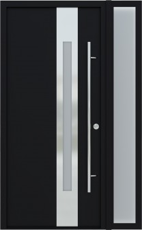 MODERN FRONT STEEL DOOR ZEPHYR BLACK/WHITE 49 1/4" X 81 11/16" LHI + SIDELITE RIGHT