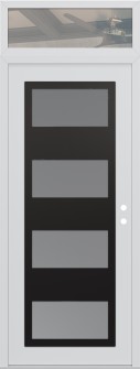 Diamond C2 36" x 96" white/white frosted Glass Panel black LHI with Transom clear Glass