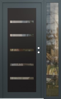 Diamond C7 52" x 80" anthracite/anthracite clear Glass Panel black LHI with Sidelite clear Glass