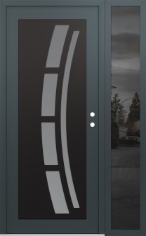 Diamond C12 52" x 80" anthracite/anthracite frosted Glass Panel black LHI with Sidelite mirrored Glass