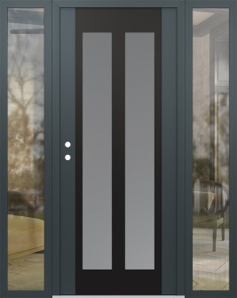Diamond C14 60" x 80" anthracite/anthracite frosted Glass Panel black RHI with 2 Sidelites clear Glass
