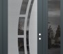 Modern Steel Front Door Diamond C12 48" x 96" anthracite/anthracite mirrored Glass Panel stainless steel LHI with Sidelite and Transom mirrored Glass