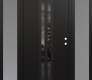 Modern Steel Front Door DIAMOND A8 68" X 80" BLACK/BLACK MIRRORED GLASS PANEL BLACK LHI WITH 2 SIDELITES FROSTED GLASS