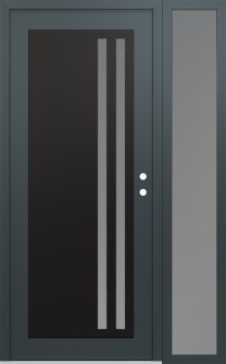 Diamond C6 52" x 80" anthracite/anthracite frosted Glass Panel black LHI with Sidelite frosted Glass