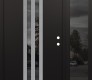 Modern Steel Front Door DIAMOND A8 52" X 80" BLACK/BLACK MIRRORED GLASS PANEL STAINLESS STEEL LHI WITH SIDELITE MIRRORED GLASS