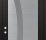 Modern Steel Front Door Diamond C4 36" x 96" black/white frosted Glass Panel stainless steel RHI with Transom frosted Glass