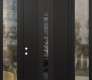 Modern Steel Front Door DIAMOND A3 68" X 96" BLACK/BLACK MIRRORED GLASS PANEL BLACK RHI WITH 2 SIDELITES AND TRANSOM CLEAR GLASS