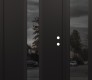Modern Steel Front Door DIAMOND A11 52" X 80" BLACK/BLACK MIRRORED GLASS PANEL BLACK LHI WITH SIDELITE MIRRORED GLASS