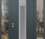Modern Steel Front Door DIAMOND A1 60" X 96" ANTHRACITE/ANTHRACITE FROSTED GLASS PANEL STAINLESS STEEL RHI WITH 2 SIDELITES AND TRANSOM CLEAR GLASS